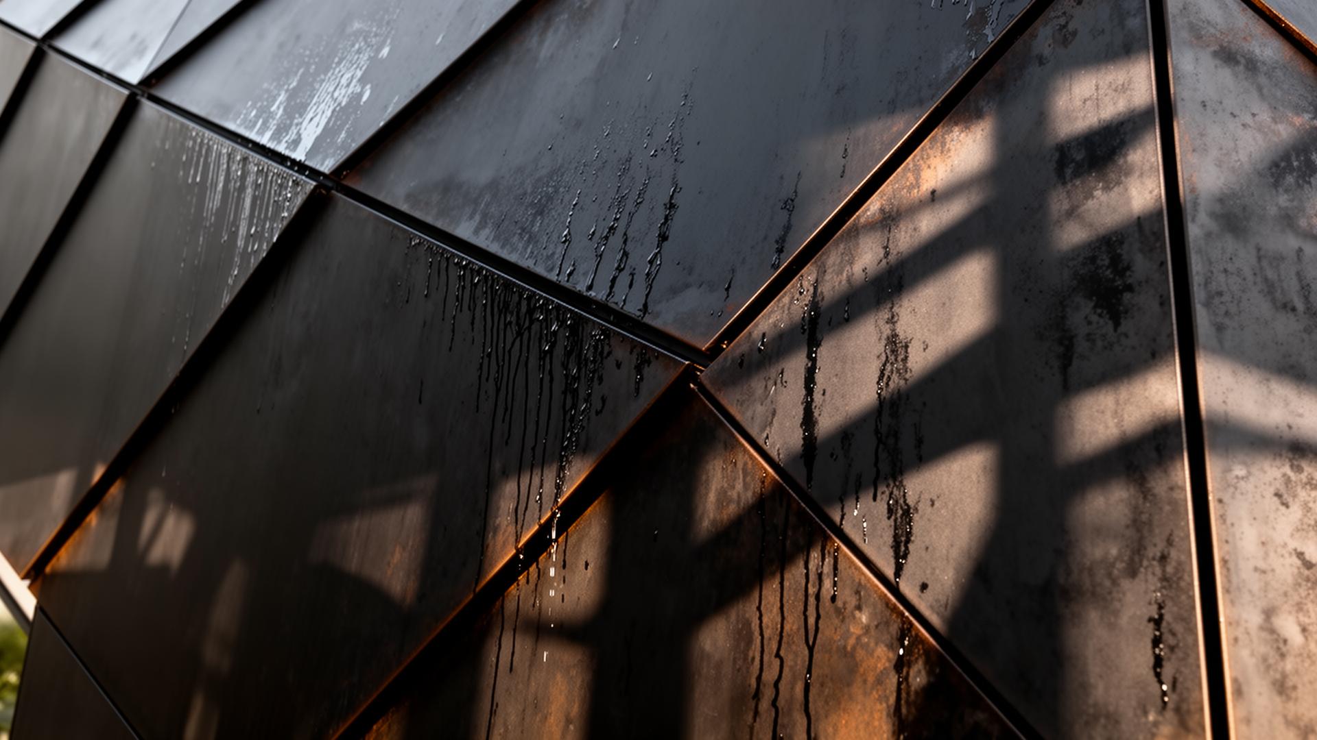 Folded metal facade detail