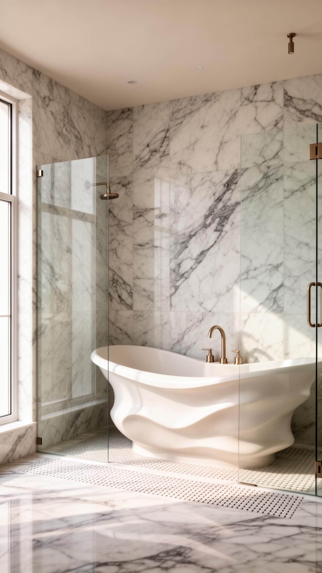 Owner's bath in Calacatta marble